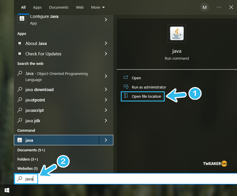 Java open file location