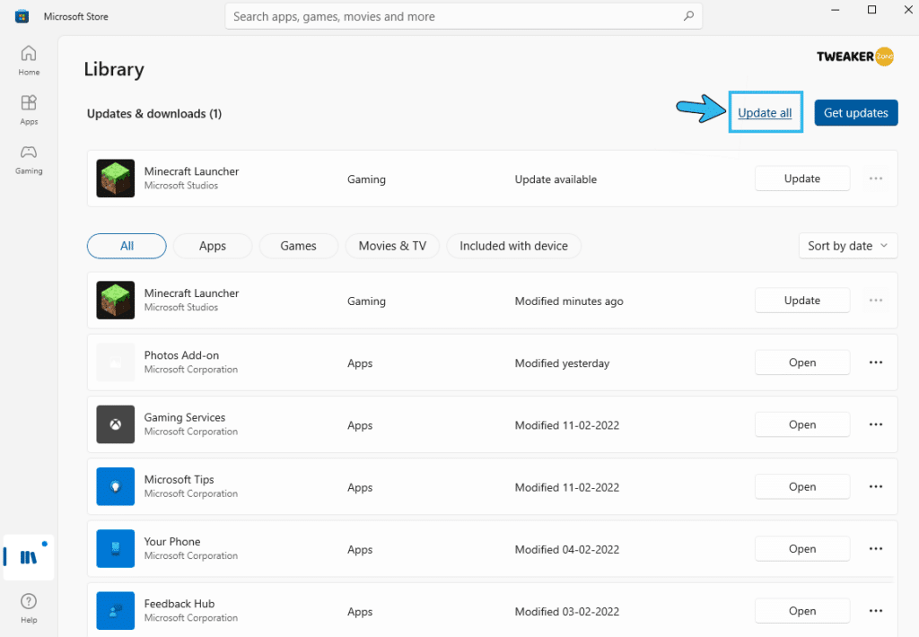 Microsoft Store update all