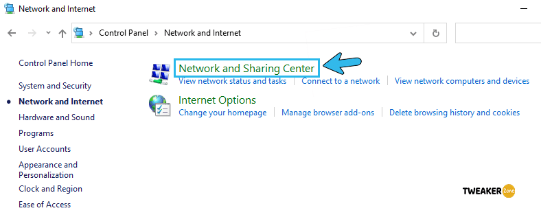 Network and Sharing Centre