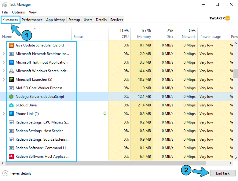 Task Manager Process End Task