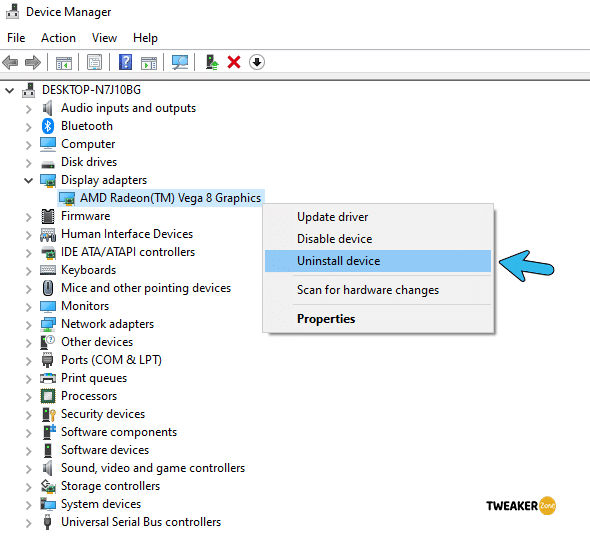 uninstall Display Adapter