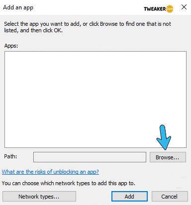 Browse App In Windows Firewall