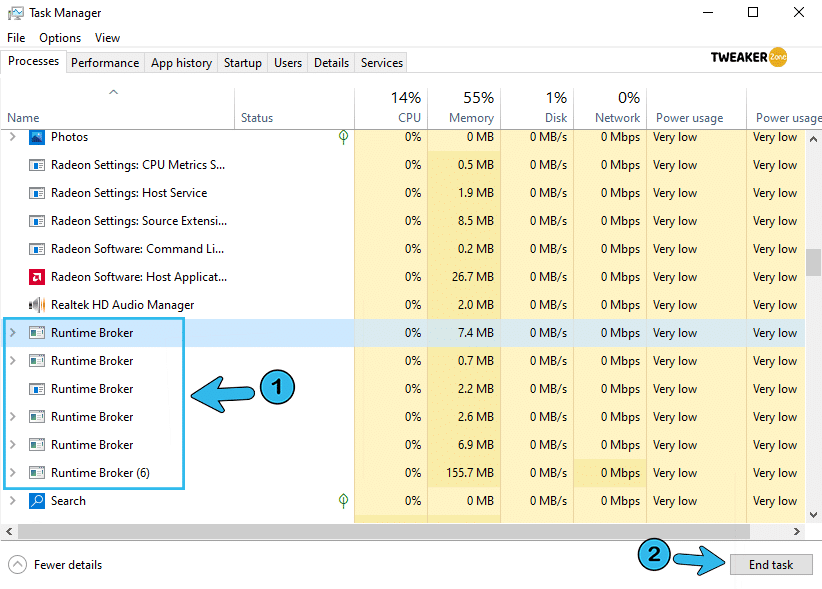 End Task Runtime Broker