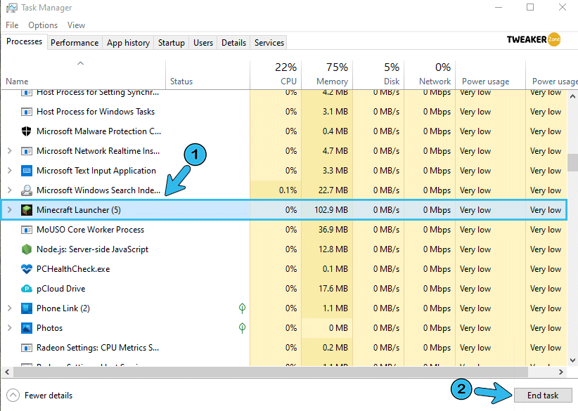 Minecraft Launcher End Task