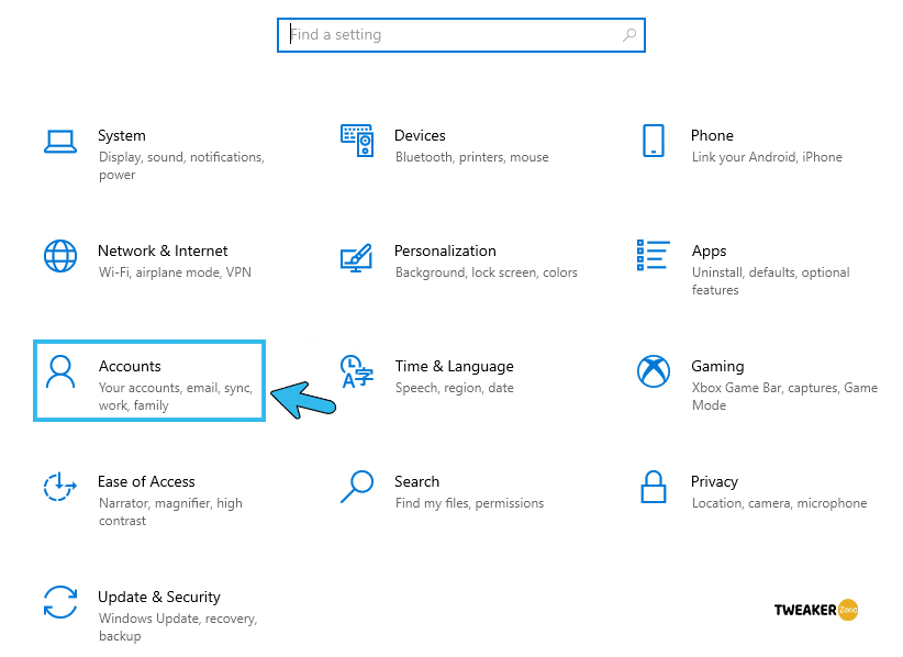 Windows Settings Accounts